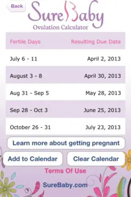 Ovulation Calculator android App screenshot 1